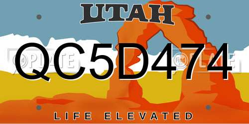 QC5D474 Utah License Plate