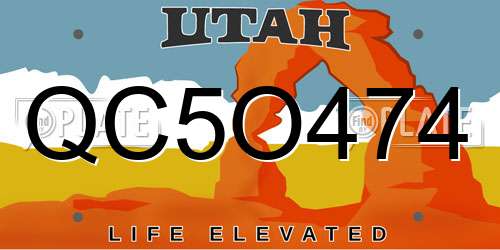 QC5O474 Utah License Plate