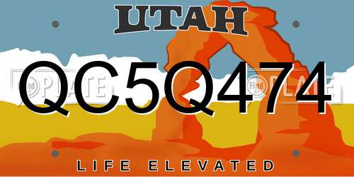 QC5Q474 Utah License Plate