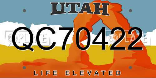 QC70422 Utah License Plate