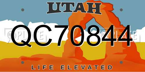 QC70844 Utah License Plate