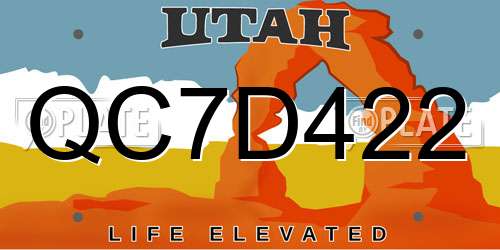 QC7D422 Utah License Plate