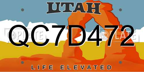 QC7D472 Utah License Plate