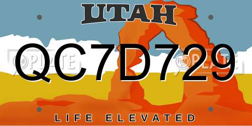 QC7D729 Utah License Plate