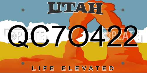 QC7O422 Utah License Plate