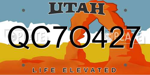 QC7O427 Utah License Plate