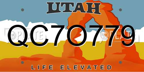 QC7O779 Utah License Plate