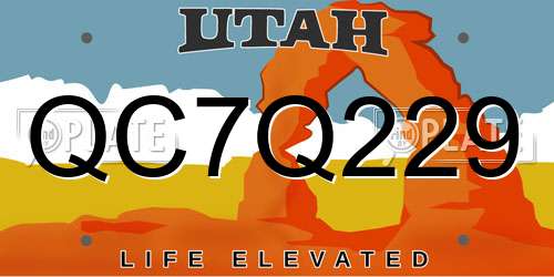 QC7Q229 Utah License Plate