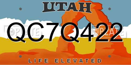 QC7Q422 Utah License Plate
