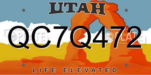QC7Q472 Utah License Plate