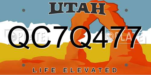 QC7Q477 Utah License Plate