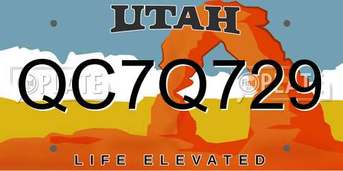 QC7Q729 Utah License Plate