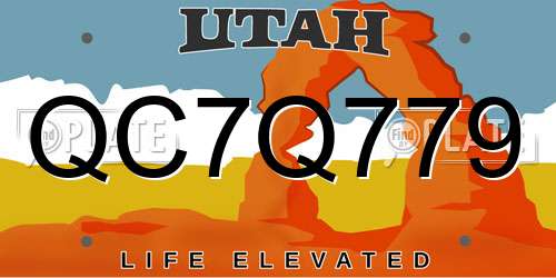 QC7Q779 Utah License Plate