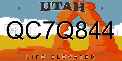 QC7Q844 Utah License Plate