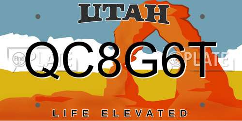 QC8G6T Utah License Plate