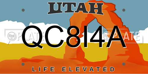 QC8I4A Utah License Plate