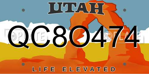 QC8O474 Utah License Plate