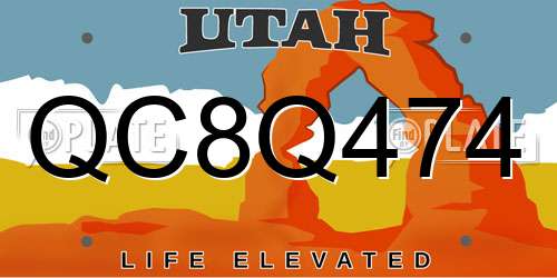 QC8Q474 Utah License Plate