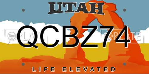 QCBZ74 Utah License Plate