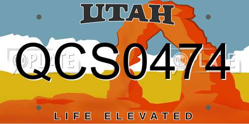 QCS0474 Utah License Plate