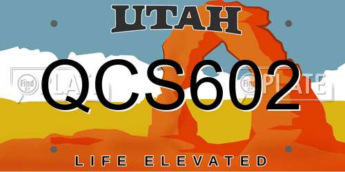 QCS602 Utah License Plate