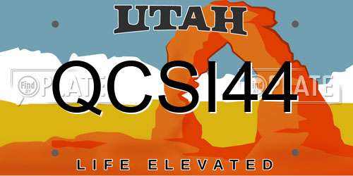 QCSI44 Utah License Plate