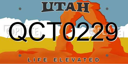 QCT0229 Utah License Plate