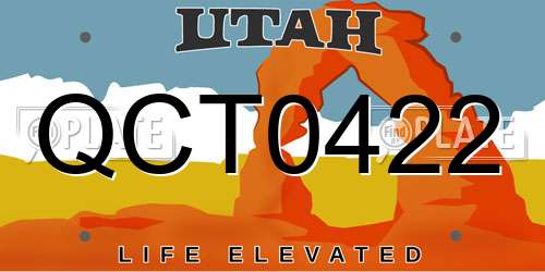 QCT0422 Utah License Plate