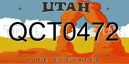 QCT0472 Utah License Plate