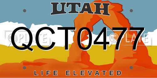 QCT0477 Utah License Plate
