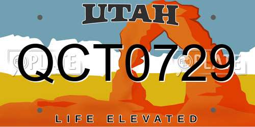 QCT0729 Utah License Plate