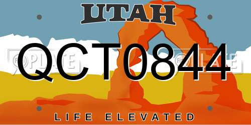 QCT0844 Utah License Plate