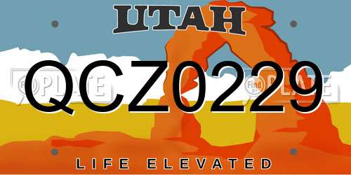 QCZ0229 Utah License Plate