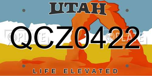 QCZ0422 Utah License Plate