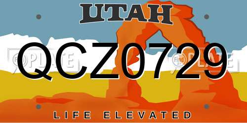 QCZ0729 Utah License Plate