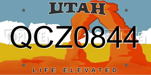 QCZ0844 Utah License Plate