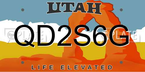 QD2S6G Utah License Plate
