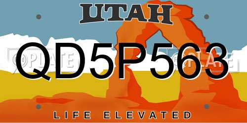 QD5P563 Utah License Plate
