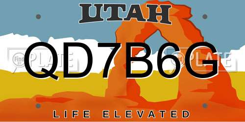 QD7B6G Utah License Plate