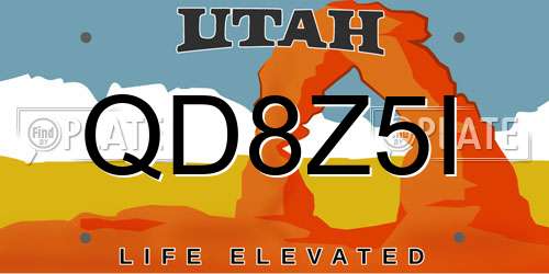 QD8Z5I Utah License Plate