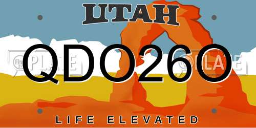 QDO26O Utah License Plate