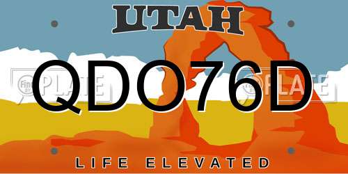 QDO76D Utah License Plate