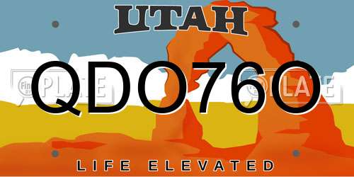 QDO76O Utah License Plate
