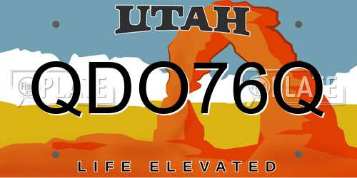 QDO76Q Utah License Plate