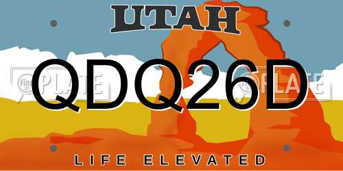 QDQ26D Utah License Plate