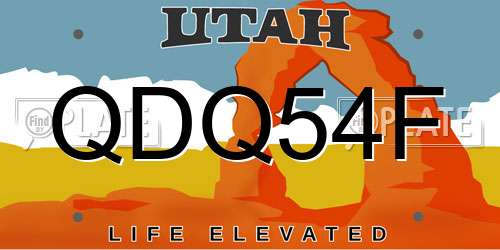 QDQ54F Utah License Plate