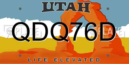 QDQ76D Utah License Plate