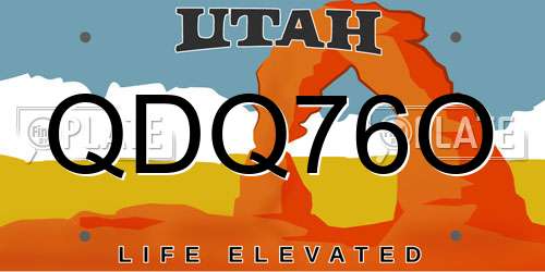QDQ76O Utah License Plate