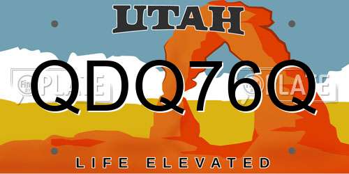 QDQ76Q Utah License Plate