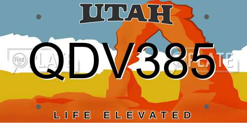 QDV385 Utah License Plate